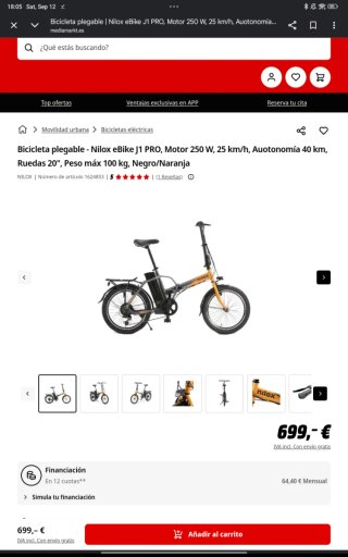 Bici Eléctrica Nilox J1 Pro Naranja