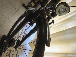 Bicicleta mixta con rodillo y alforjas