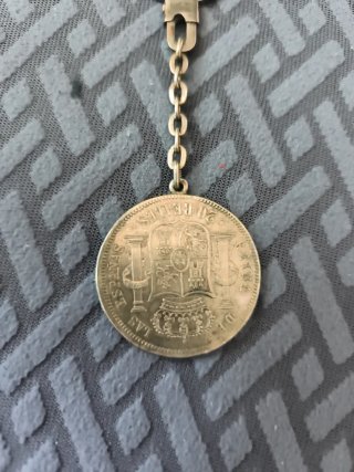 Llavero plata reproducción moneda 20 reales