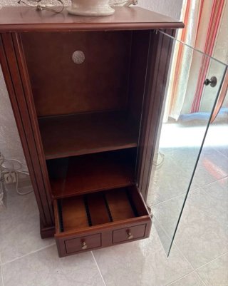 Mueble auxiliar equipo música madera cristal