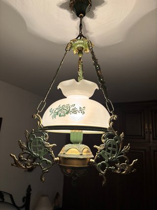 Lámpara colgante clásica oro y verde