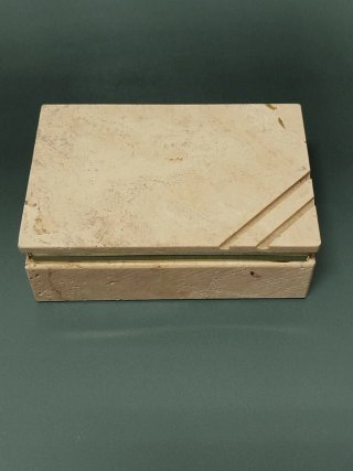 Scatola porta oggetti travertino e ottone