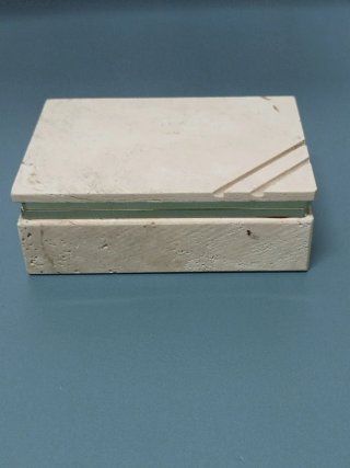 Scatola porta oggetti travertino e ottone