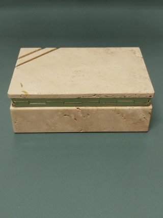 Scatola porta oggetti travertino e ottone