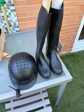 Botas y casco equitación adulto