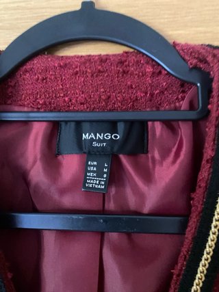 Blazer Tweed Mango Rojo y Negro Talla M/L