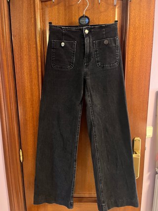 Pantalón Vaquero Ancho Negro Stradivarius Talla 34