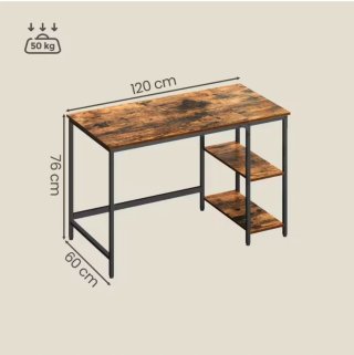Escritorio Acero y Madera Marrón Negro