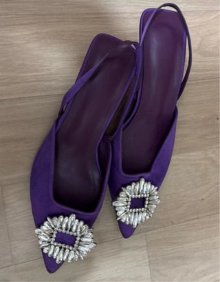 Zapatos de fiesta morados con pedrería Tacon 5 cm
