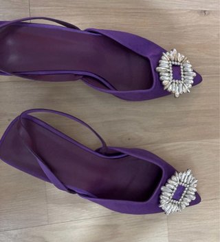 Zapatos de fiesta morados con pedrería Tacon 5 cm