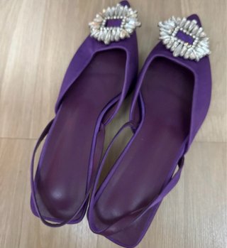 Zapatos de fiesta morados con pedrería Tacon 5 cm