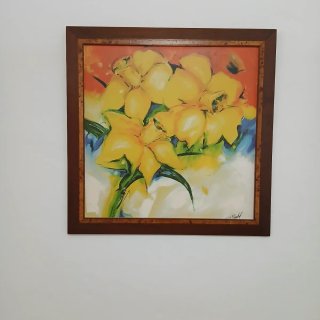 Cuadro floral amarillo y naranja