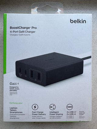Base Cargador Belkin 108W 4 Puertos GaN de carga