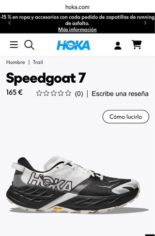 Hoka Speedgoat 7 Talla 45 1/3 Negro/Blanco