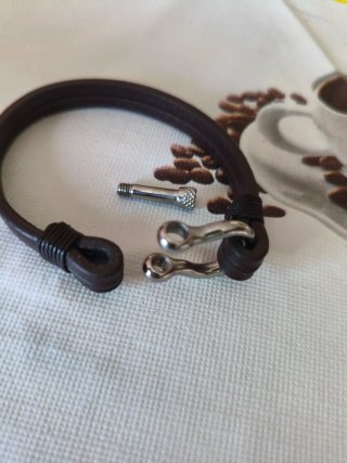 Bracciale in pelle e acciaio inossidabile da uomo