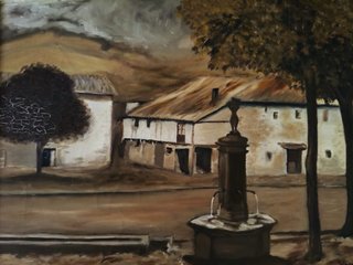 Pintura Plaza del pueblo de Yolanda