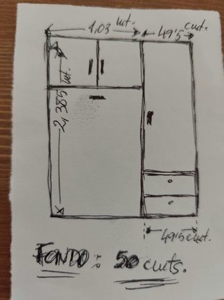 Armario 3 puertas y 2 cajones