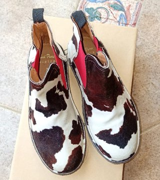 Botines Toni Pons,piel vegana. Marrón/Blanco.