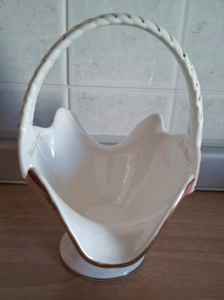 Cestino porcellana decorato rosa
