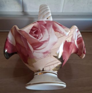 Cestino porcellana decorato rosa