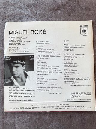 Lote 6 Vinilos Single Miguel Bosé, Marismeños