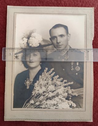 Foto antigua militar condecorado Guerra Civil