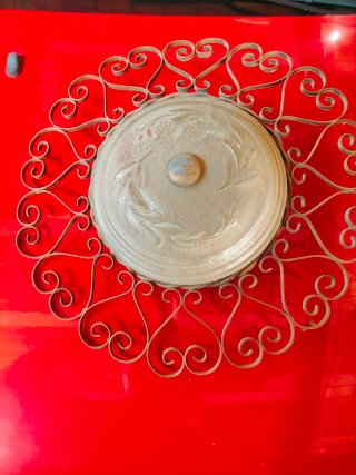 Plafón artesanal antiguo metal y cristal