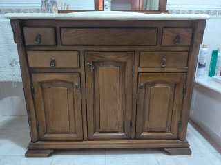Mueble de baño madera y mármol