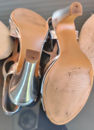 Zapatos de fiesta Vaik tacón mujer plateados