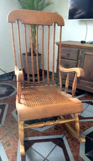 Silla Mecedora Francesa Ratán Madera