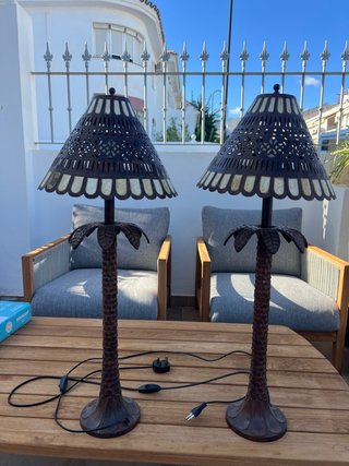 Set 2 Lámparas Vintage Palmera Metal y Cristal