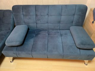 Sofá cama azul de tela