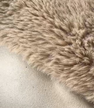 Alfombra pelo largo beige poliéster