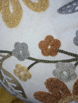 Conjunto 2 Cojines bordados y Manta de Sofá.