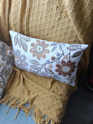 Conjunto 2 Cojines bordados y Manta de Sofá.
