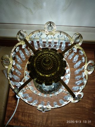 Lámpara Mesa Vintage Imperio Cristal Metal
