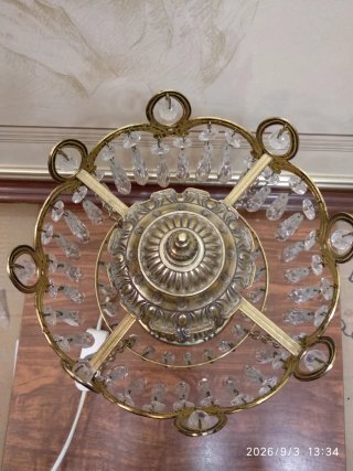 Lámpara Mesa Vintage Imperio Cristal Metal