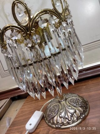 Lámpara Mesa Vintage Imperio Cristal Metal