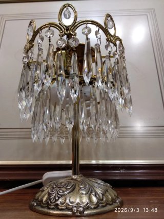 Lámpara Mesa Vintage Imperio Cristal Metal