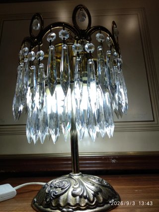 Lámpara Mesa Vintage Imperio Cristal Metal