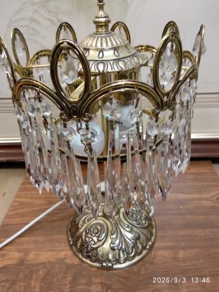Lámpara Mesa Vintage Imperio Cristal Metal