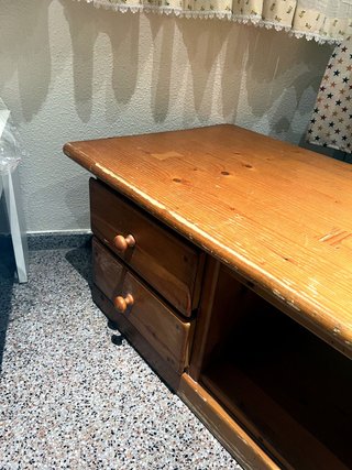 Mesa auxiliar pino 2 cajones
