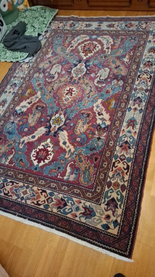 Alfombra Persa Lana Azul y Roja