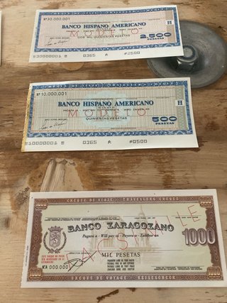 Cheques de Viaje Banco Hispano Americano y Zaragoz