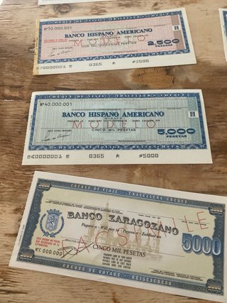 Cheques de Viaje Banco Hispano Americano y Zaragoz