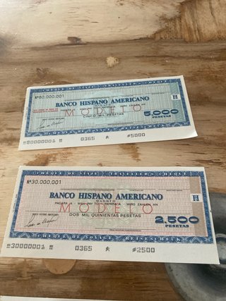 Cheques de Viaje Banco Hispano Americano y Zaragoz