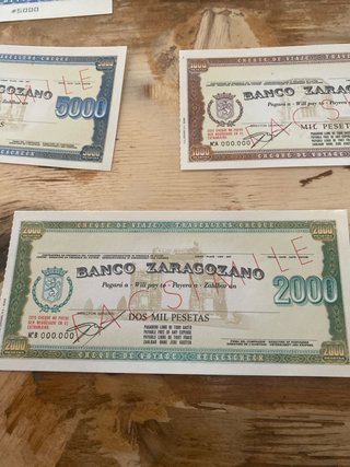 Cheques de Viaje Banco Hispano Americano y Zaragoz