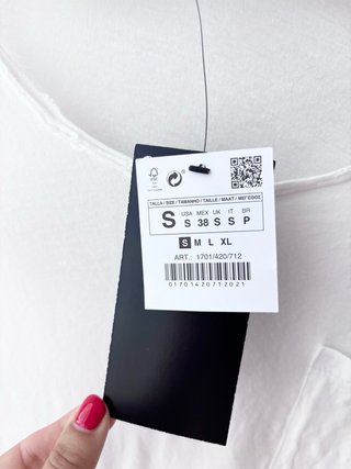 Camiseta Zara Man Algodón Blanca Talla S