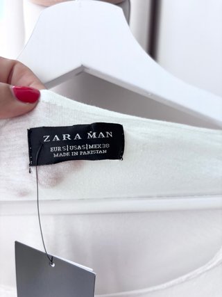 Camiseta Zara Man Algodón Blanca Talla S