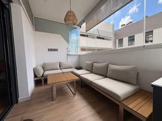Conjunto sofá exterior + mesa baja